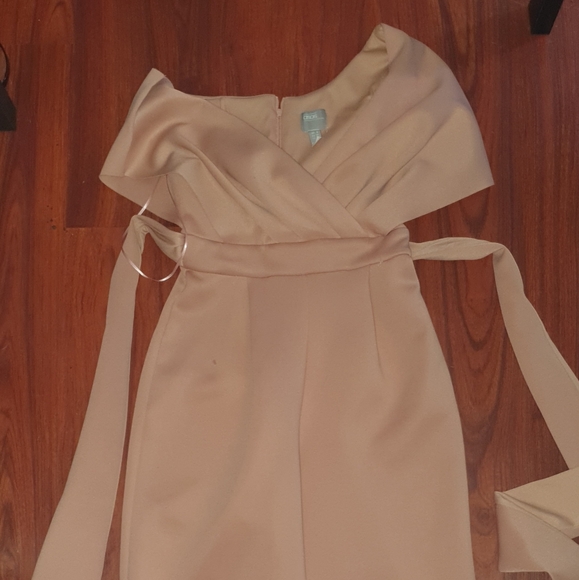 ASOS blush fallen shoulder bowtie scuba jumpsuit sz 6 - Picture 2 of 6